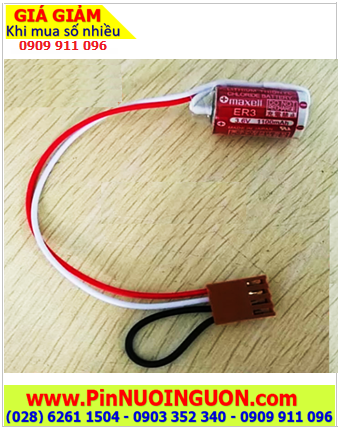 Maxell ER3 (Dây ZẮC CẮM); Pin nuôi nguồn PLC Maxell ER3 lithium 3.6v 1/2AA 1100mAh /Xuất xứ Nhật 